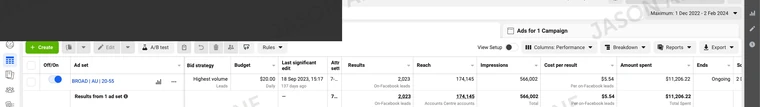 Training: ad set performance